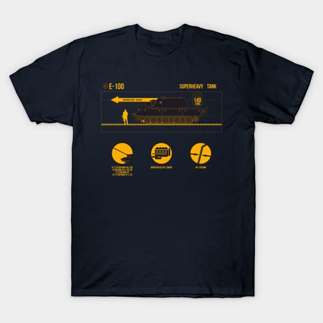 Infographic German super-heavy tank E-100 T-Shirt by FAawRay